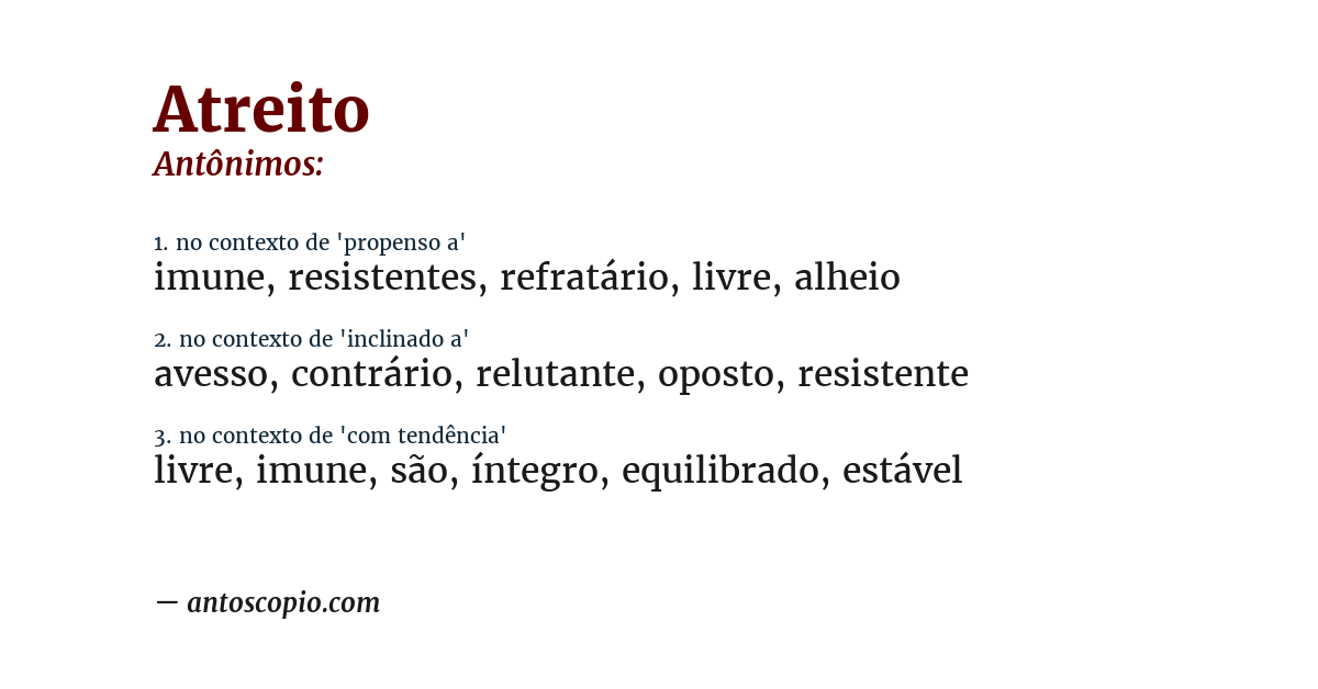 Antônimo de atreito