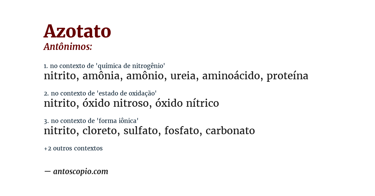 Antônimo de azotato