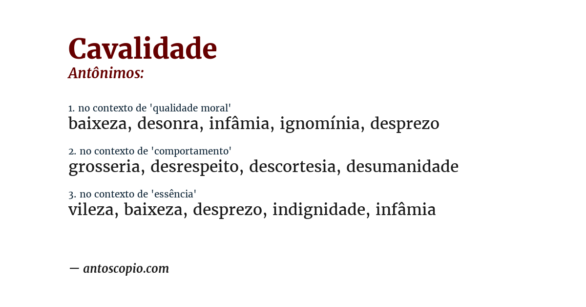 Antônimo de cavalidade