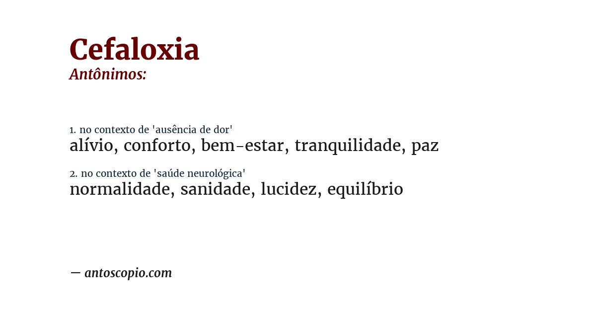 Antônimo de cefaloxia