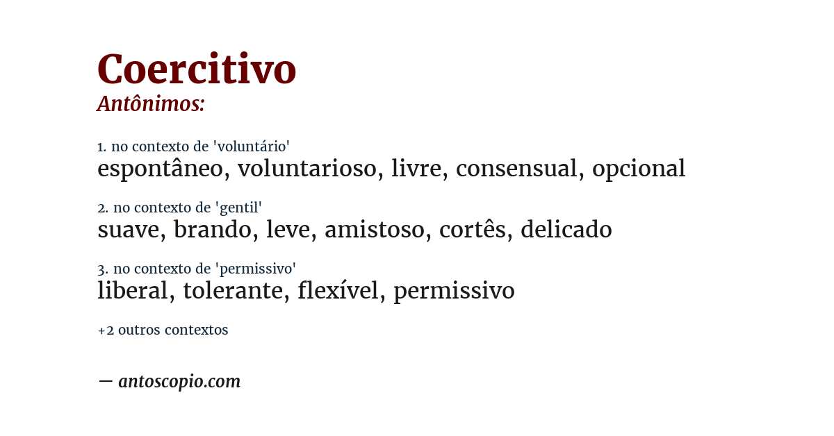 Antônimo de coercitivo