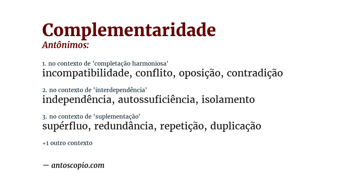 Antônimo de complementaridade