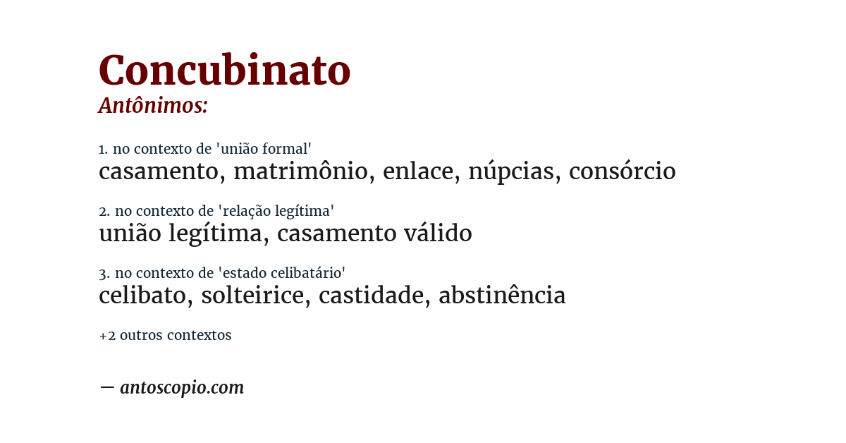Antônimo de concubinato
