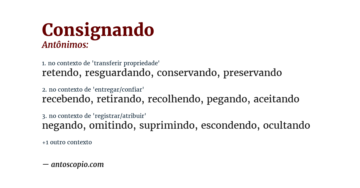 Antônimo de consignando