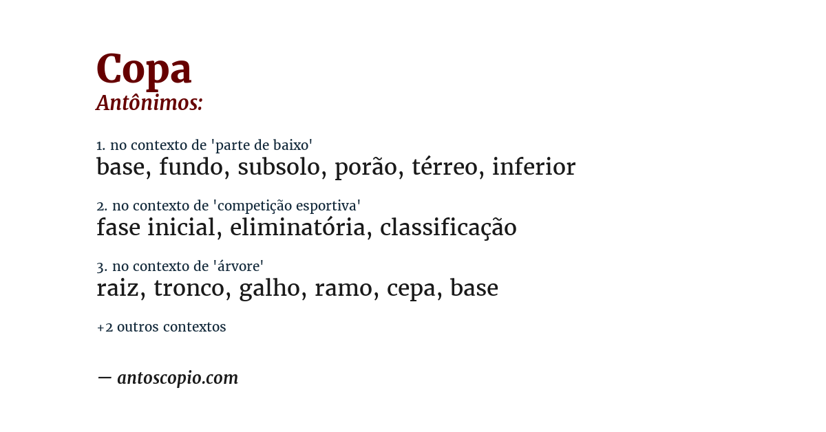 Antônimo de copa