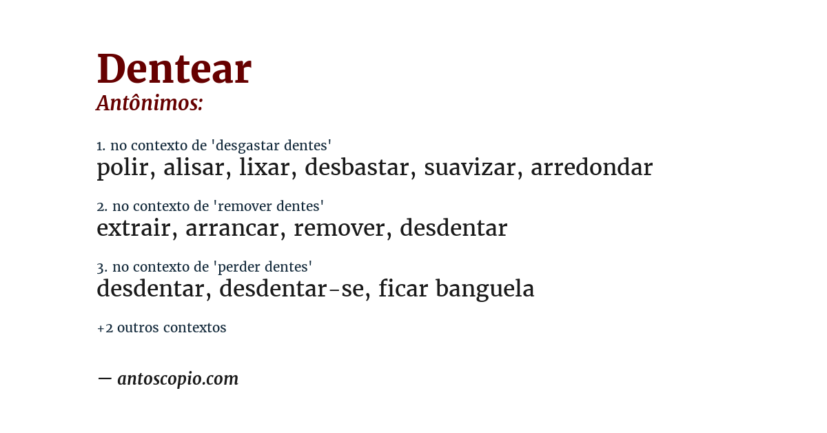 Antônimo de dentear