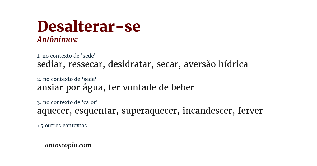 Antônimo de desalterar-se