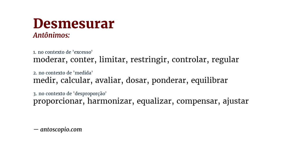 Antônimo de desmesurar