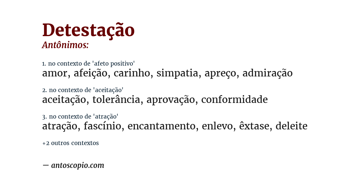 Antônimo de detestação