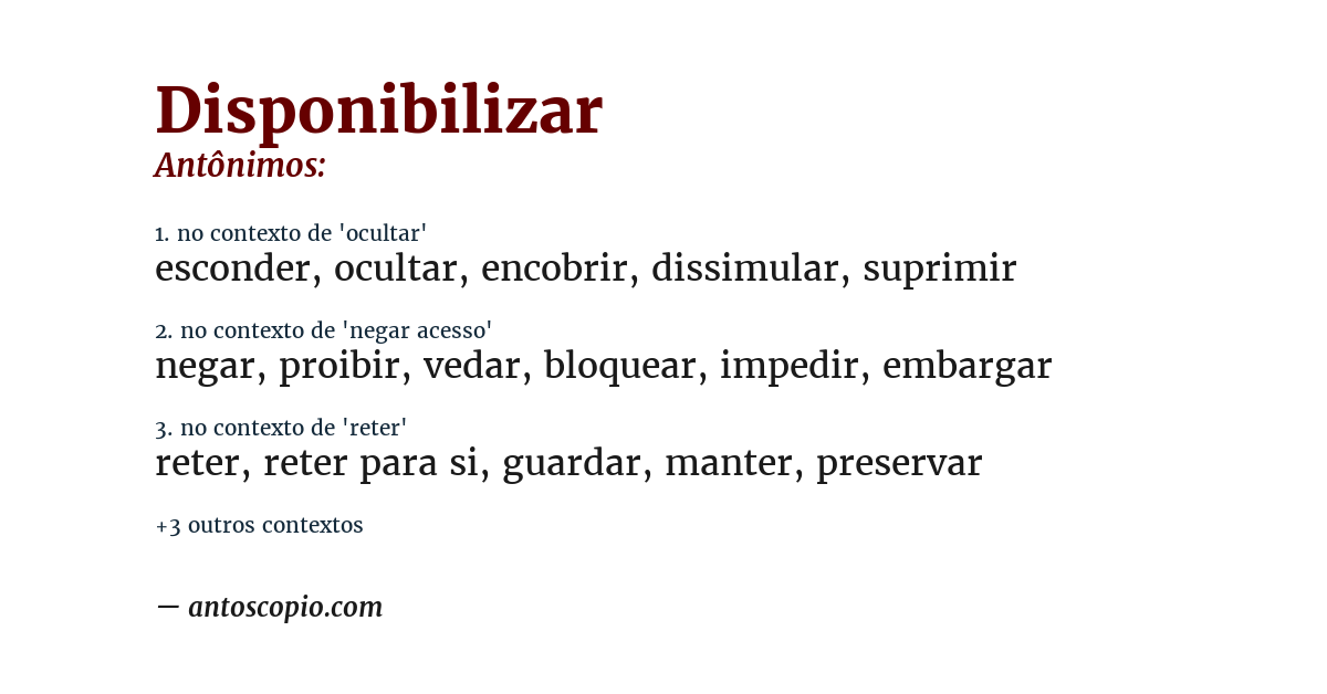 Antônimo de disponibilizar