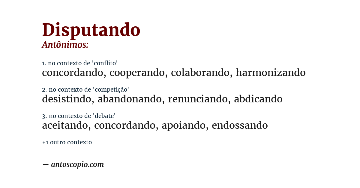 Antônimo de disputando