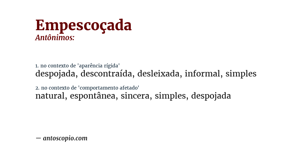 Antônimo de empescoçada