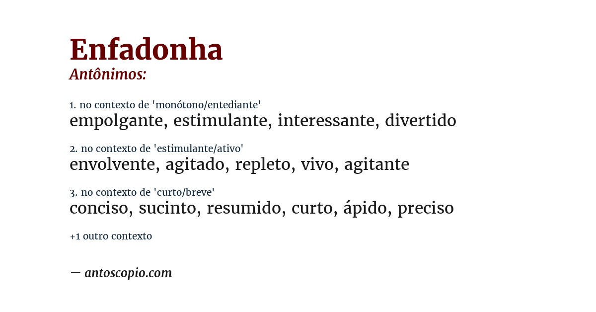 Antônimo de enfadonha