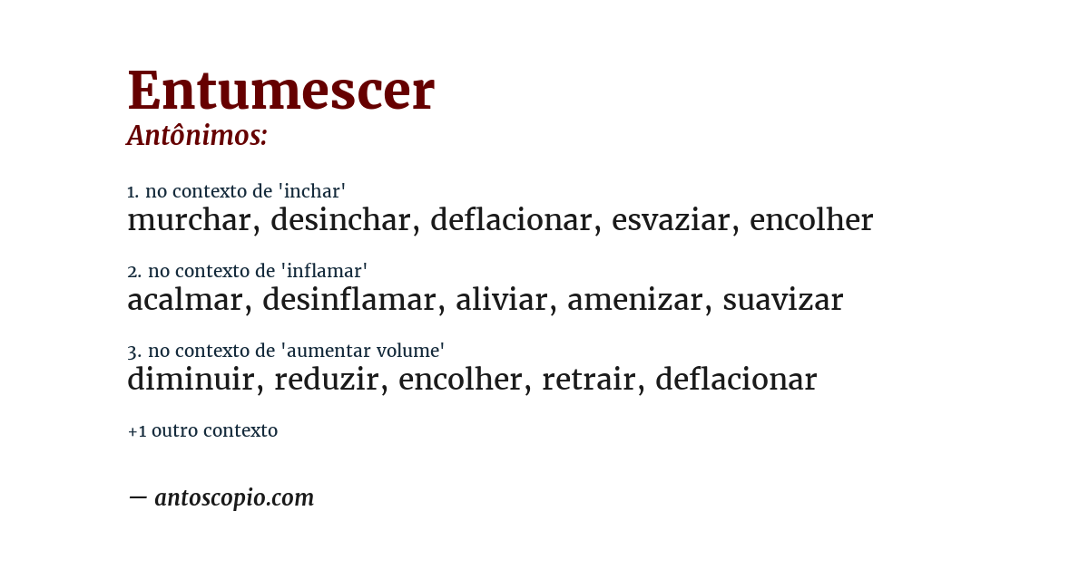 Antônimo de entumescer