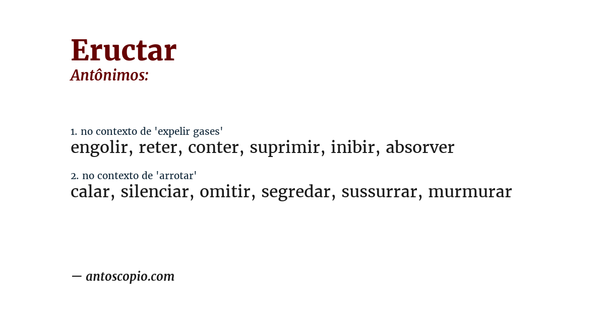 Antônimo de eructar