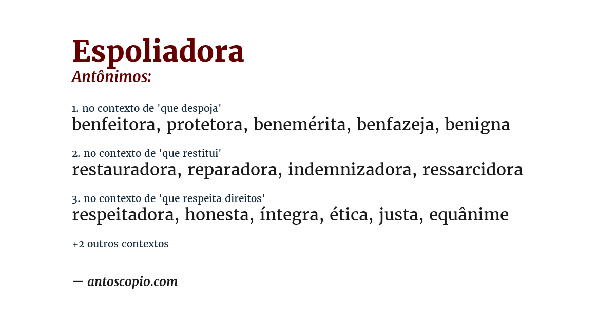 Antônimo de espoliadora