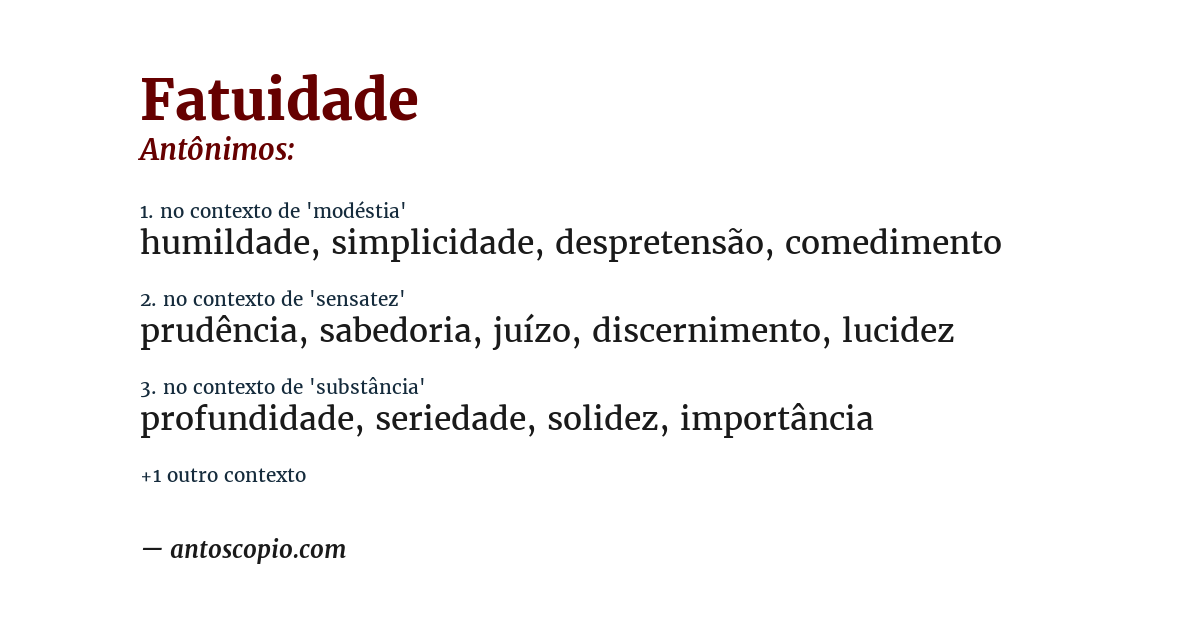 Antônimo de fatuidade