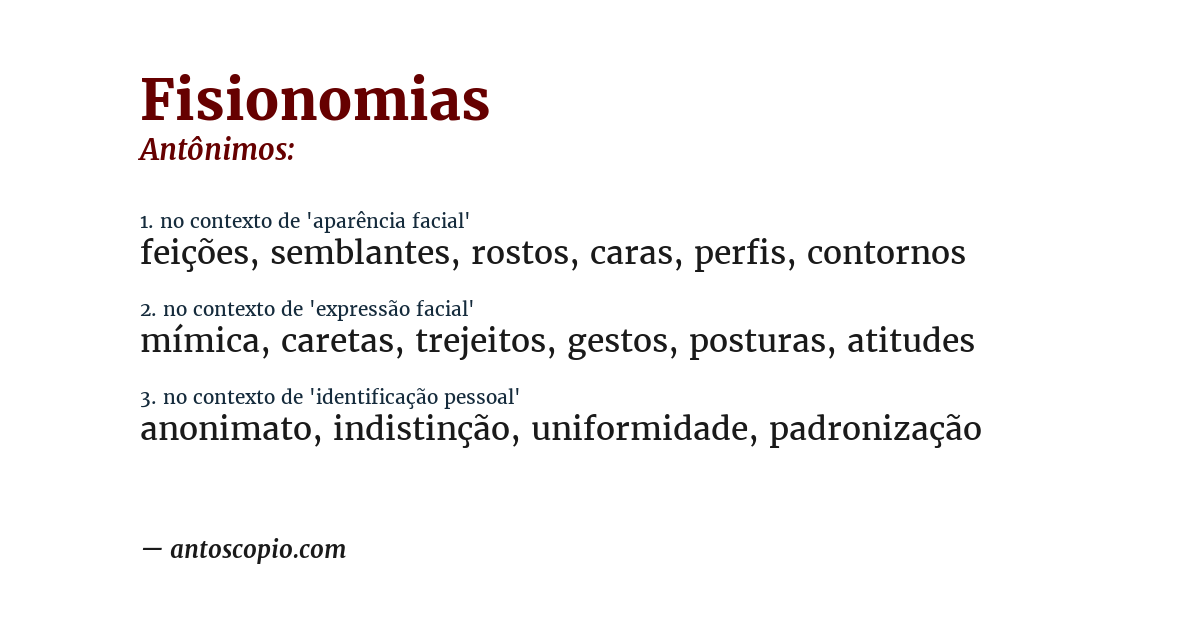 Antônimo de fisionomias