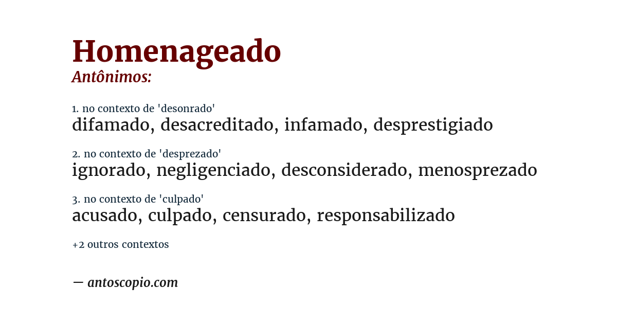 Antônimo de homenageado