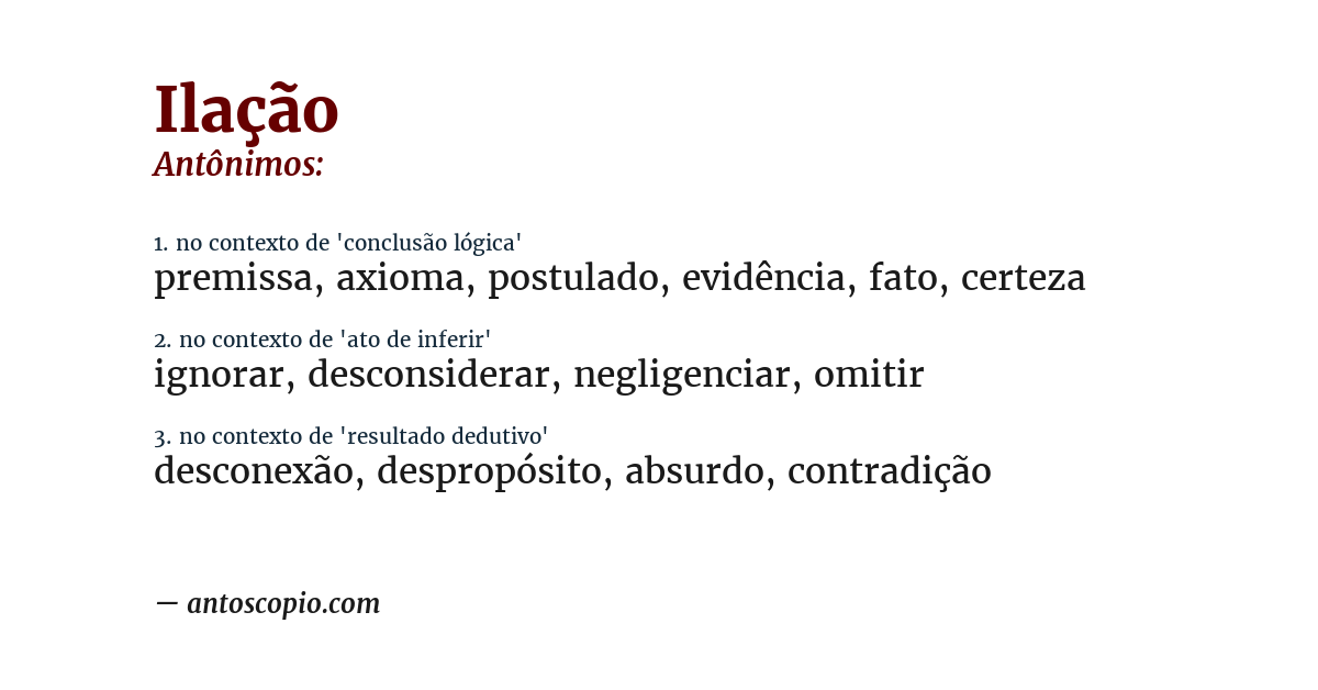 Antônimo de ilação