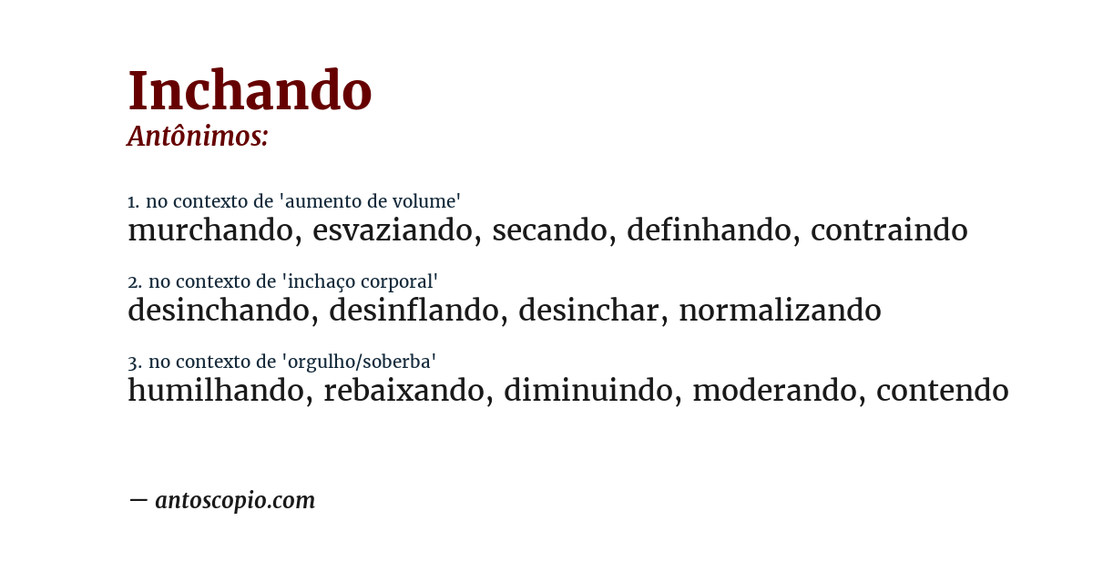 Antônimo de inchando