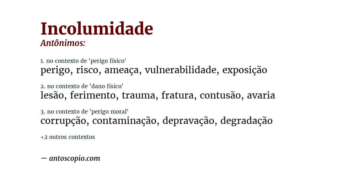 Antônimo de incolumidade