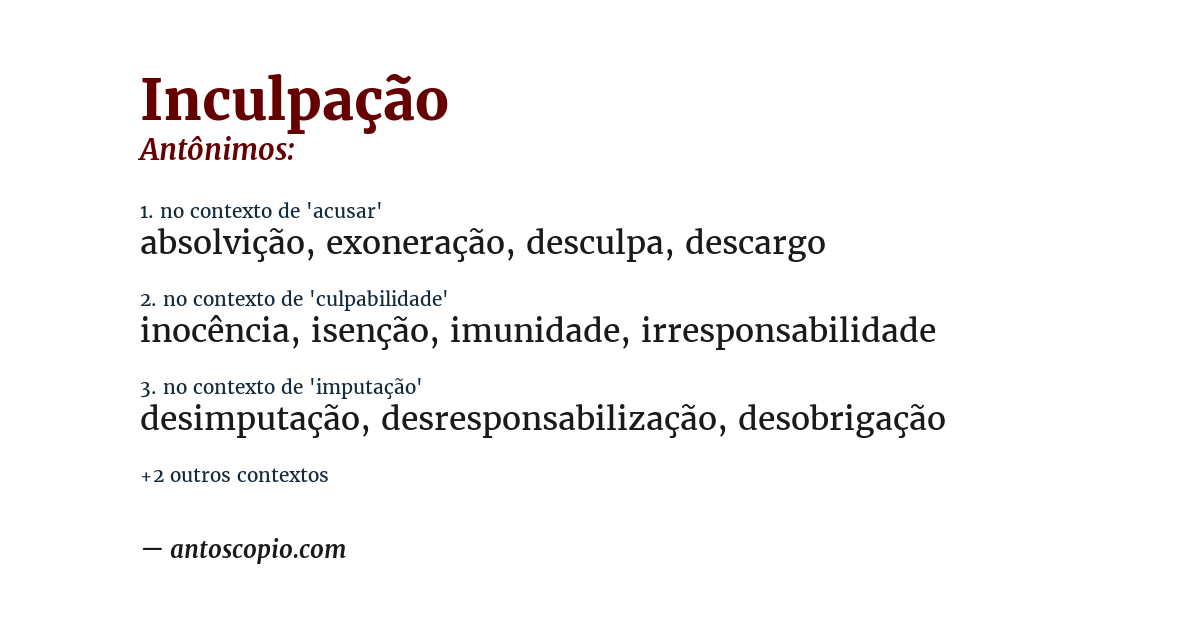 Antônimo de inculpação