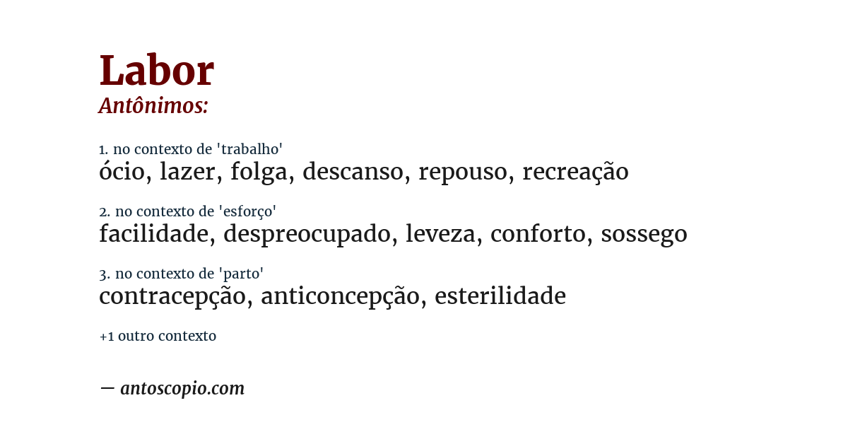 Antônimo de labor