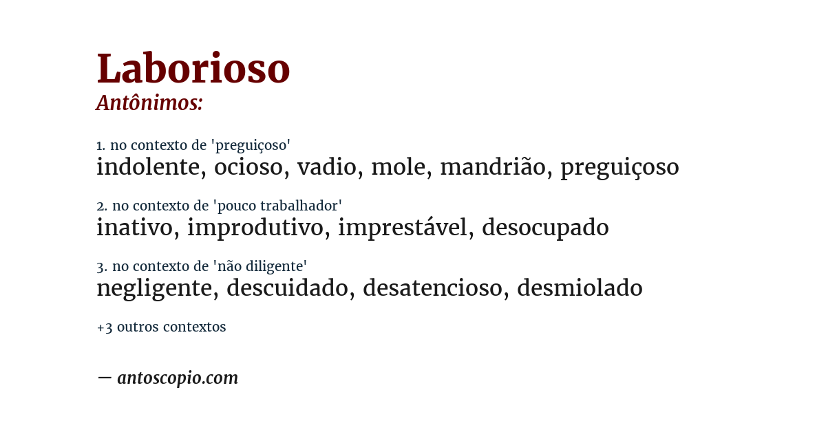 Antônimo de laborioso