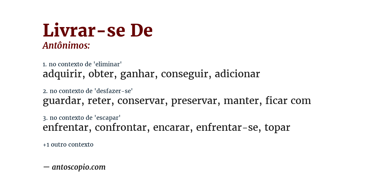 Antônimo de livrar-se de