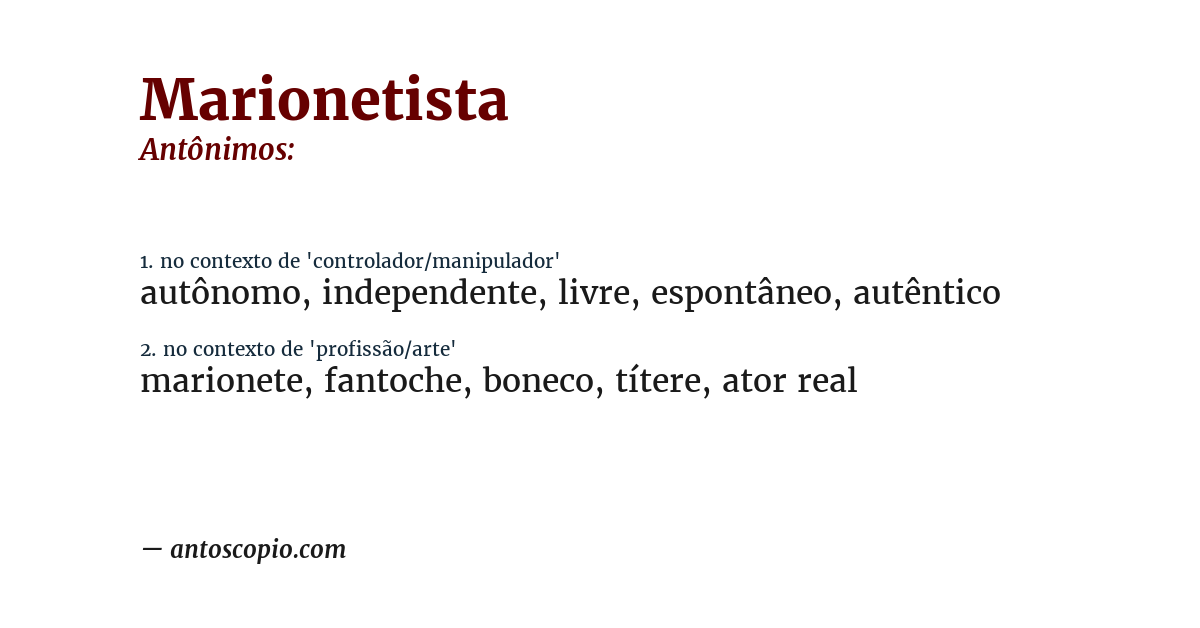 Antônimo de marionetista