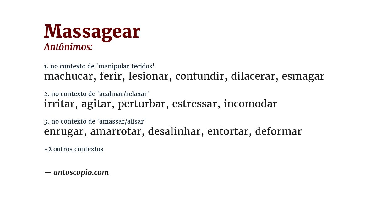 Antônimo de massagear