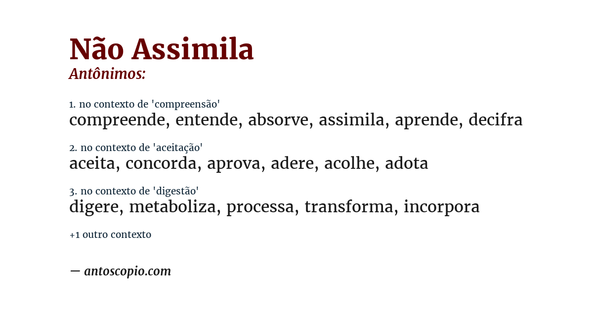 Antônimo de não assimila