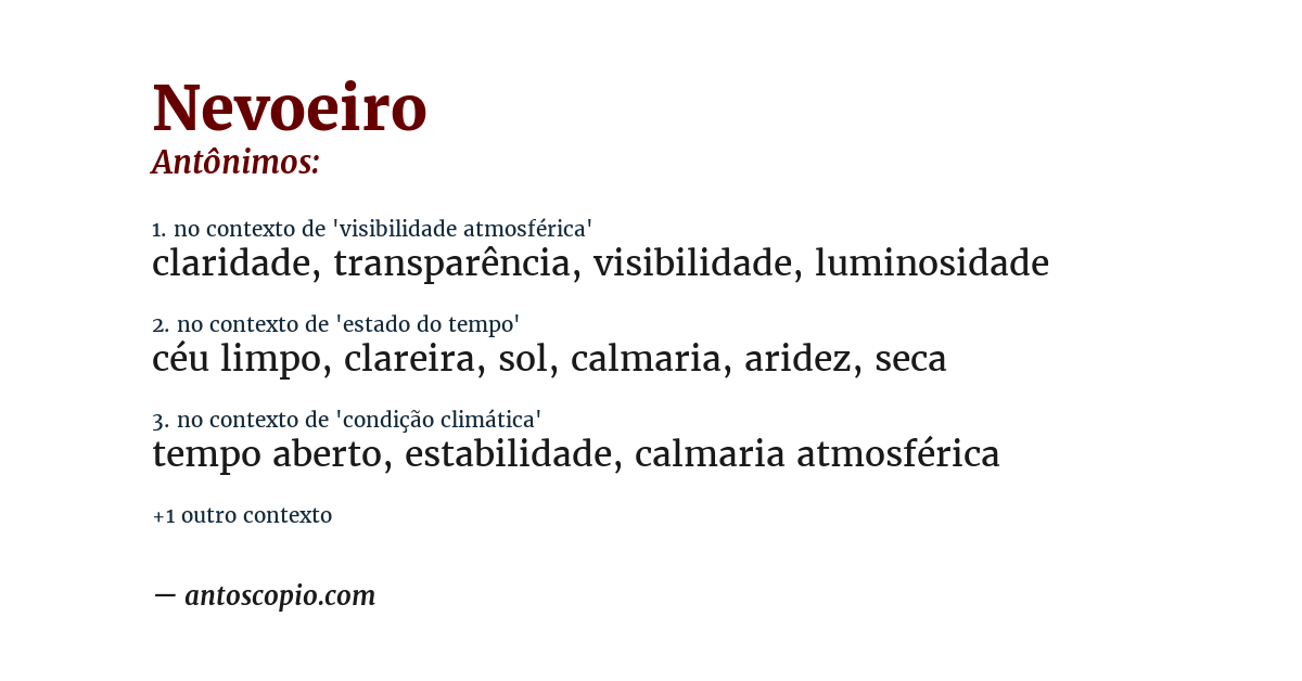 Antônimo de nevoeiro