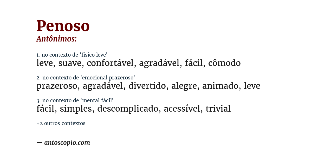 Antônimo de penoso