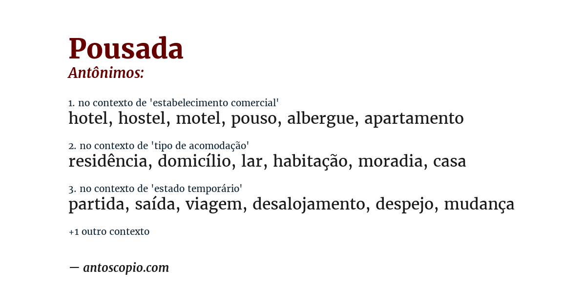 Antônimo de pousada