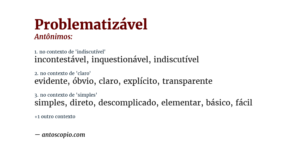 Antônimo de problematizável