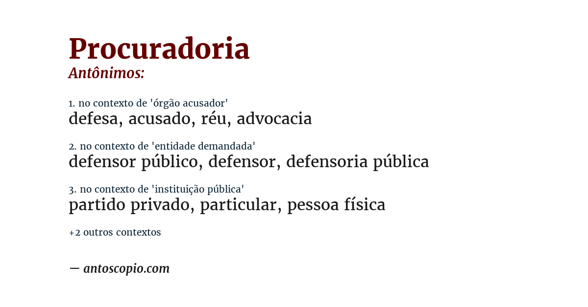 Antônimo de procuradoria
