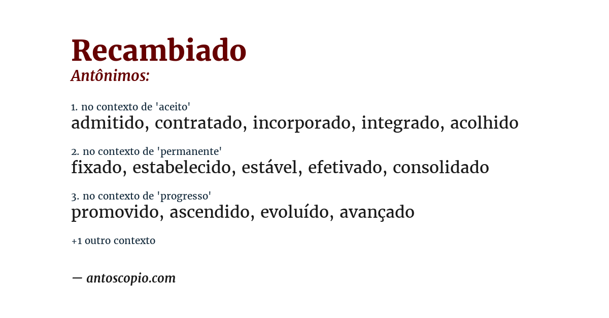 Antônimo de recambiado