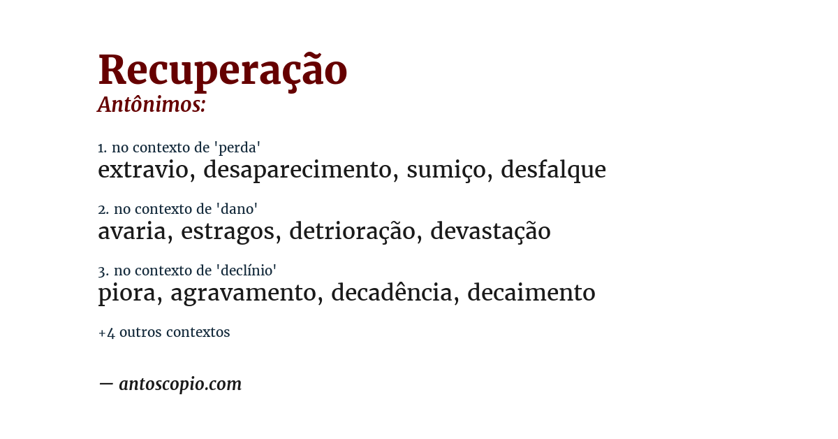 Antônimo de recuperação