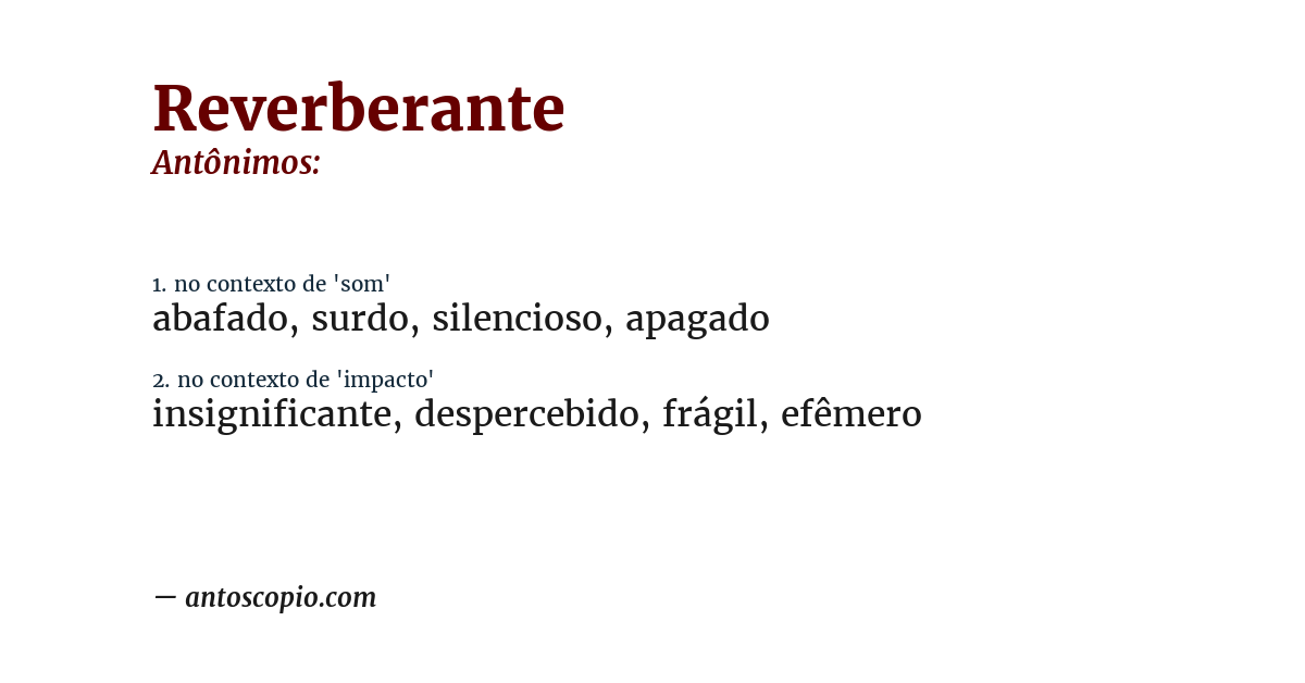 Antônimo de reverberante