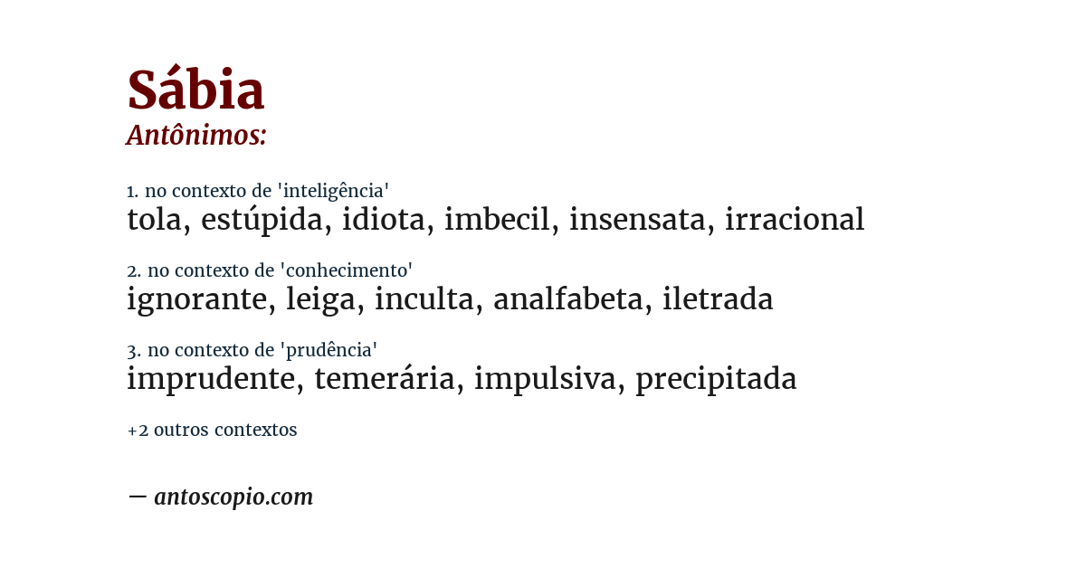 Antônimo de sábia
