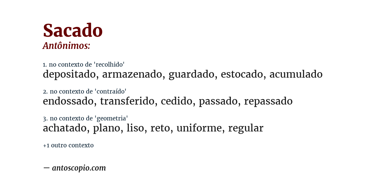 Antônimo de sacado