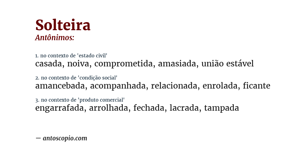 Antônimo de solteira