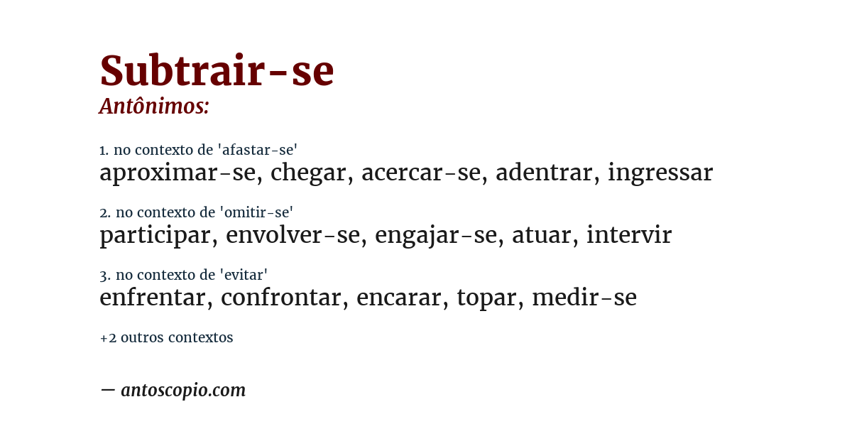 Antônimo de subtrair-se