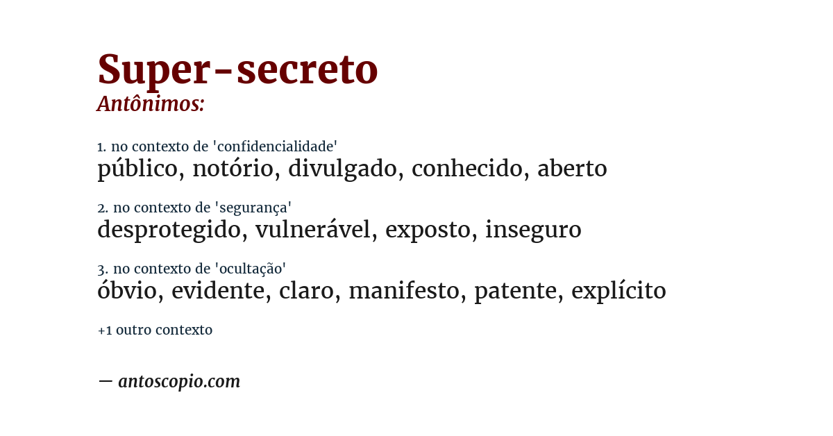 Antônimo de super-secreto