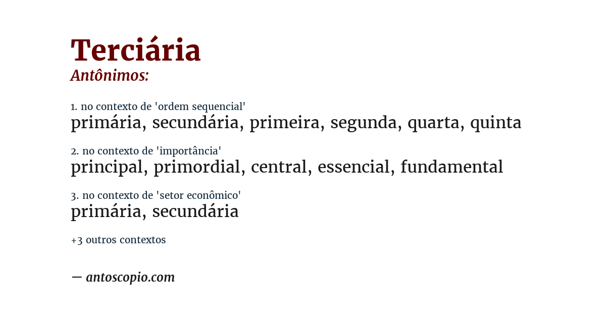 Antônimo de terciária