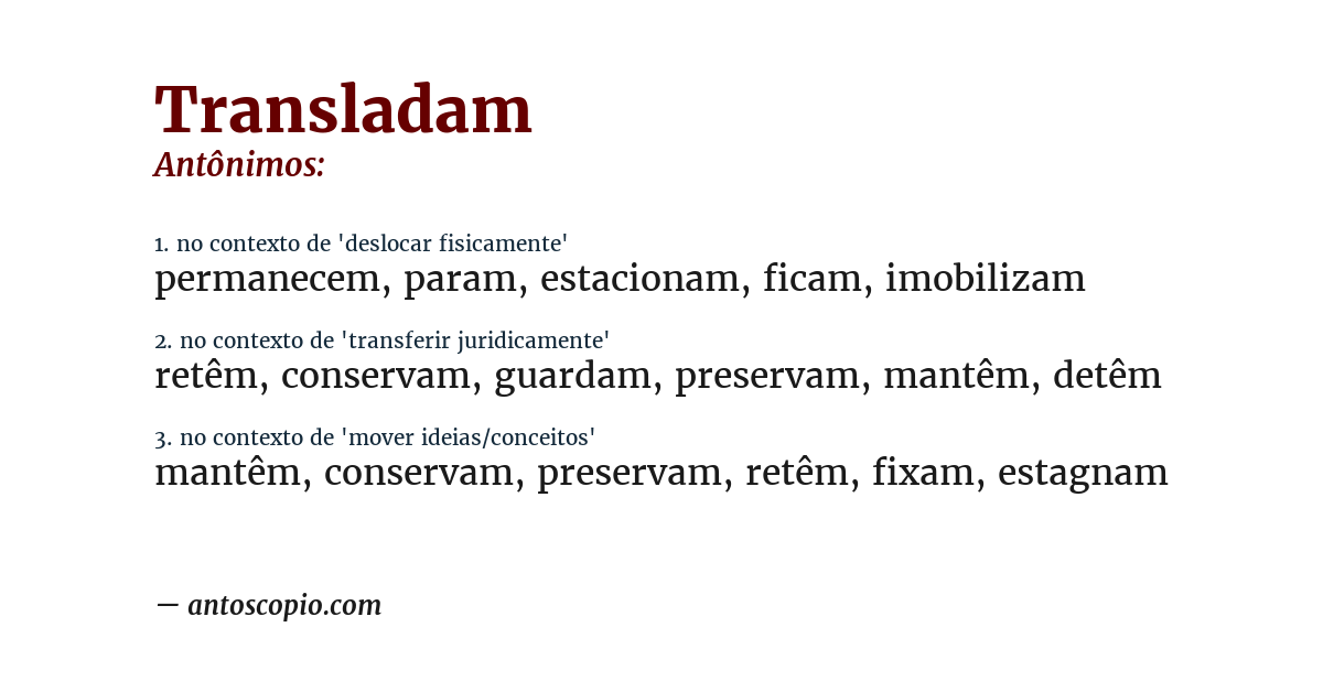 Antônimo de transladam