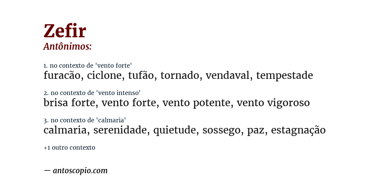 Antônimo de zefir