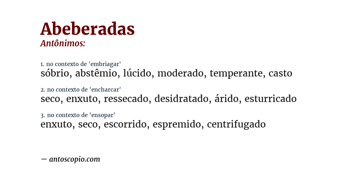 Antônimo de abeberadas